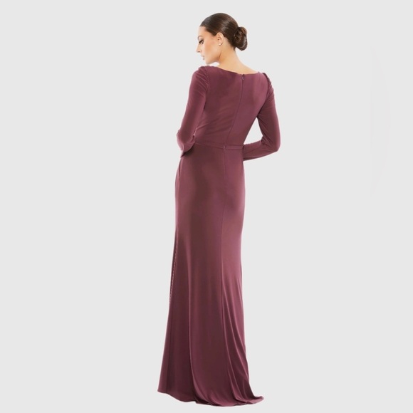 MAC DUGGAL 55695 NWT Mauve Draped Bateau Long Sleeve Trumpet Gown - Picture 3 of 7